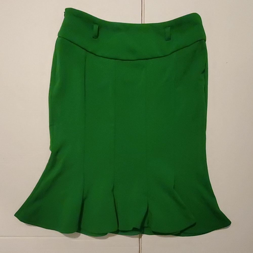 Green Fitted Retro Rockabilly Wiggle Pencil Skirt